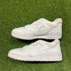 New Balance 550 white leather sneakers, men’s size 11 (women’s 12.5, EUR 45)